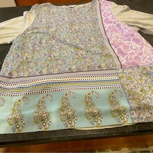 J Jill lightweight mixed fabric top